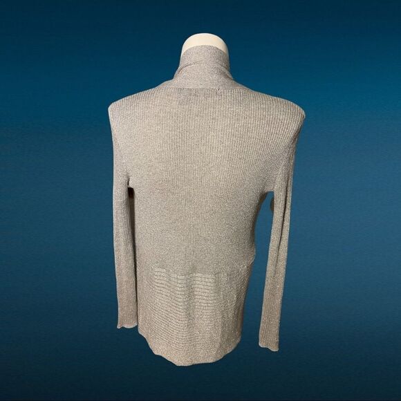 Verve ami Women's Open Front Gray Silver Metallic Shimmer Cardigan Sweater‎ S - Picture 4 of 5